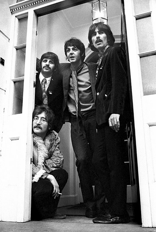 The Beatles Standing in Doorway, Sgt. Pepper's Launch, Belgravia, London, 1967
