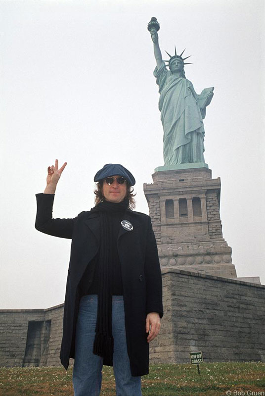 John Lennon, Statue of Liberty, NYC, October 30, 1974 (Color)
