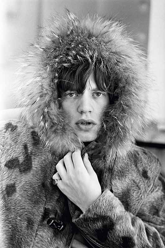 Mick Jagger Pouts in Fur Hood, 1964