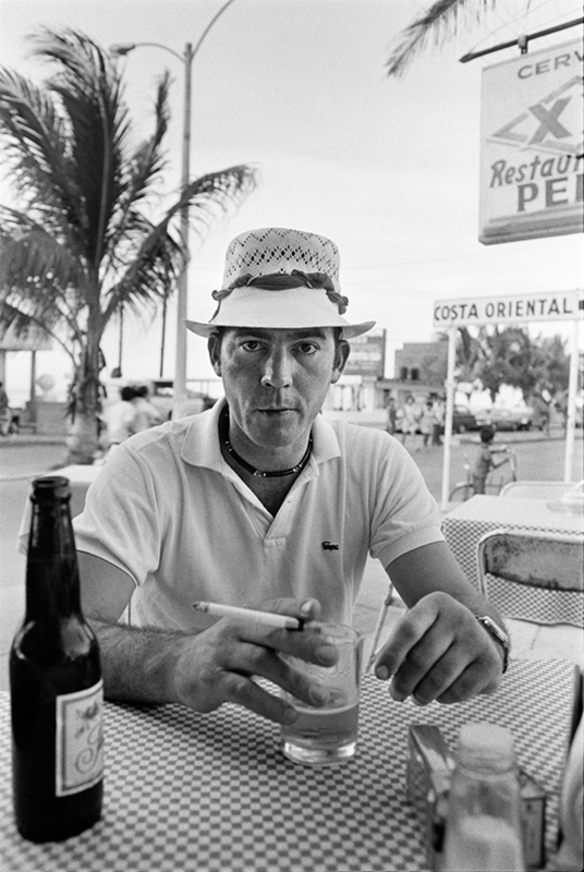 Hunter S. Thompson at Pepe's, Cozumel, Mexico, 1974