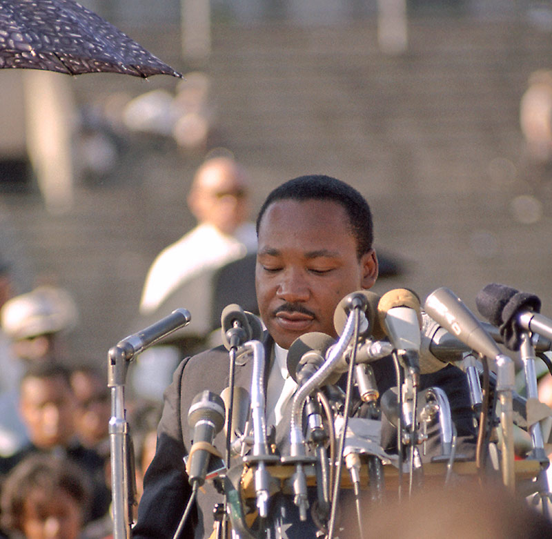 Martin Luther King Jr., Speaking at Rally, Soldier Field, Chicago, 1966 (Head Down)