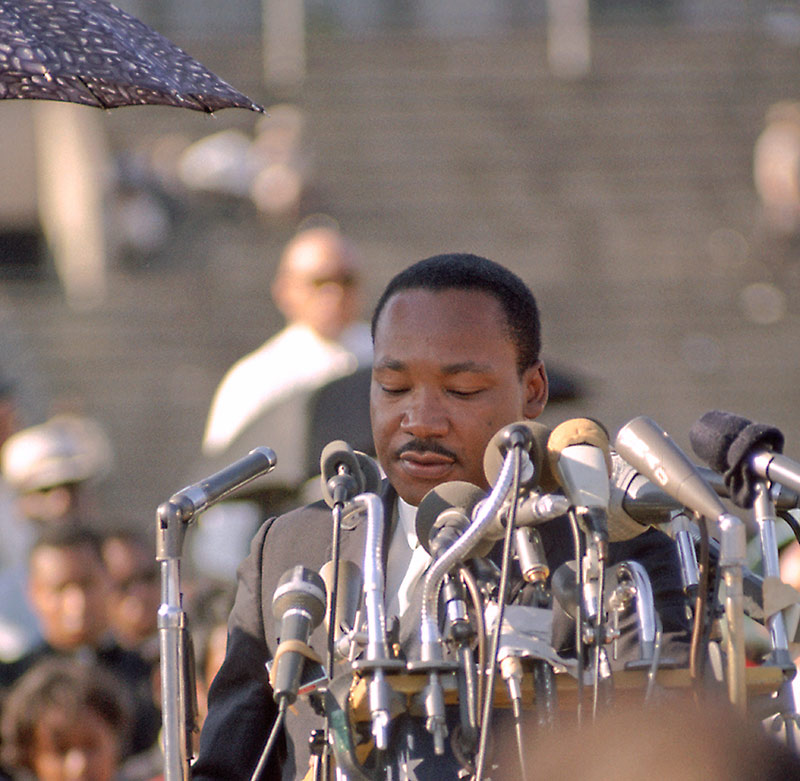 Martin Luther King Jr., Speaking at Rally, Soldier Field, Chicago, 1966 (Head Down)