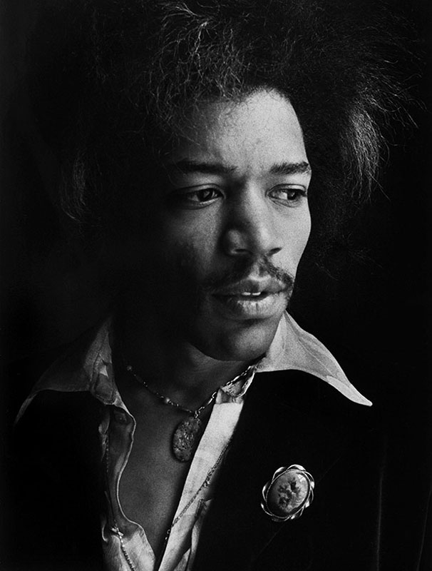 Jimi Hendrix Portrait with Brooch, London, 1968 (looking sideways)