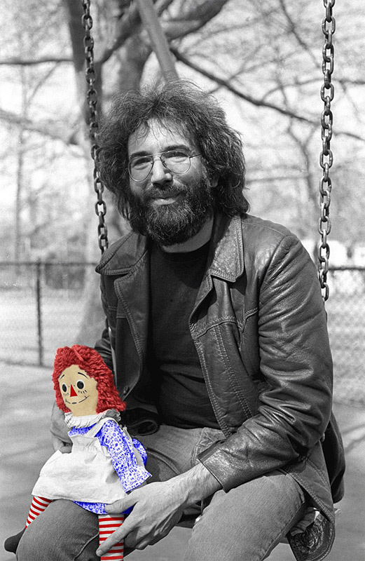 Jerry Garcia with Raggedy Ann Doll, Central Park, NY, 1975