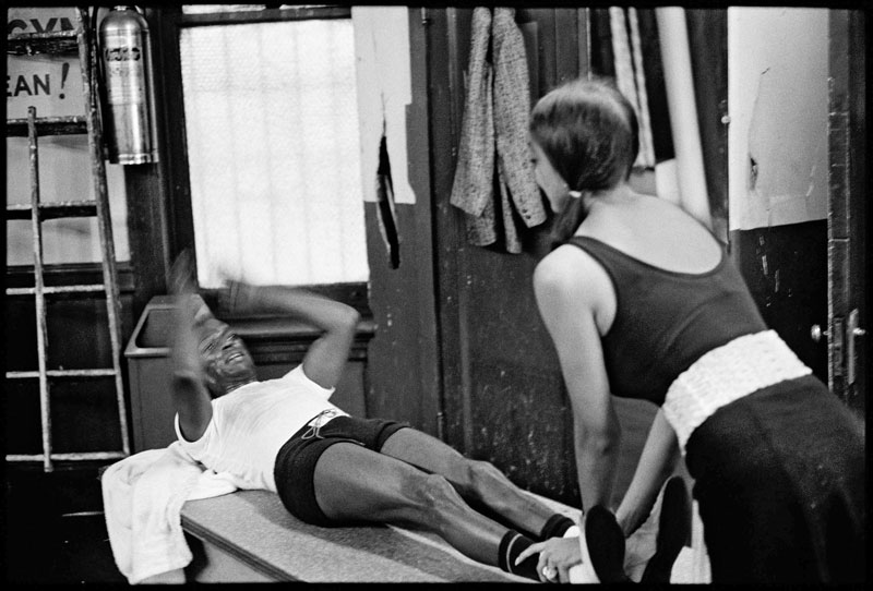 Miles Davis Warming up with Marguerite at Gleason's Gym, NYC, 1970 (I)