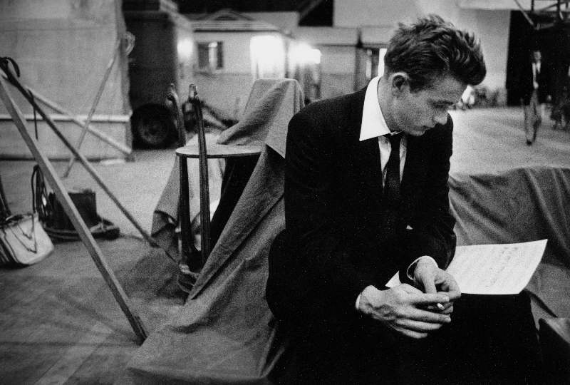 James Dean Reviewing Lines on the Set of Rebel Without a Cause, 1955