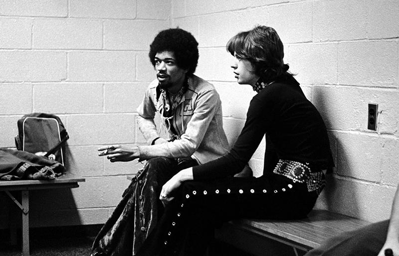 Jimi Hendrix & Mick Jagger Backstage, Madison Square Garden, NY, 1969