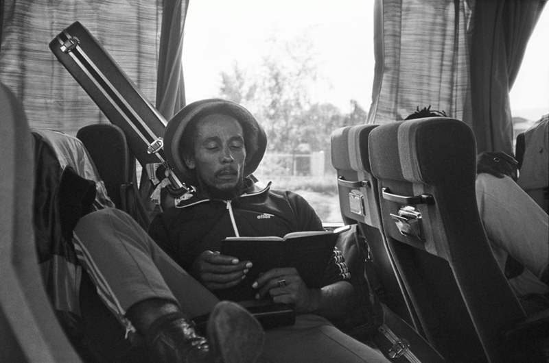 Bob Marley, Reading the Bible on the Tourbus, Milan, 1980 San