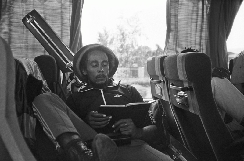 Bob Marley, Reading the Bible on the Tourbus, Milan, 1980