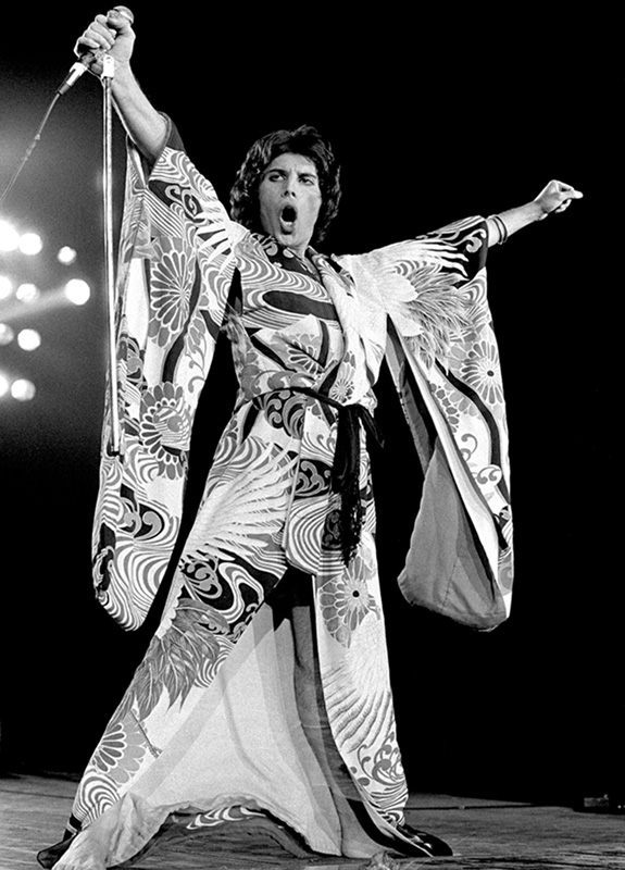 Freddie Mercury Onstage in Kimono, Nassau Coliseum, NY, 1977