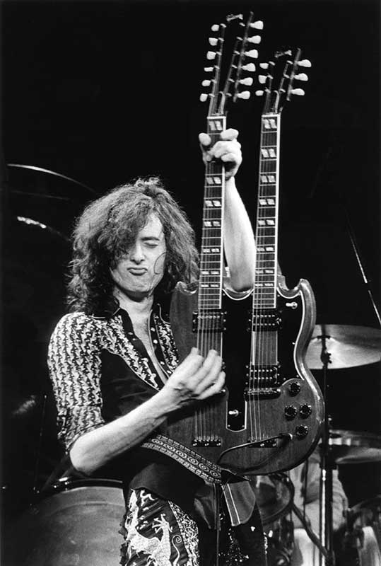 Jimmy Page On Stage with Double Neck Guitar, NYC, February, 1975