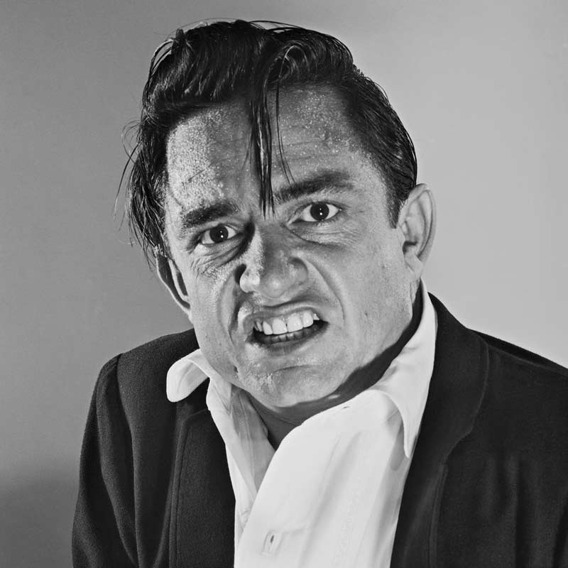 Johnny Cash Portrait with Grimace, Photo Studio, August, 1960