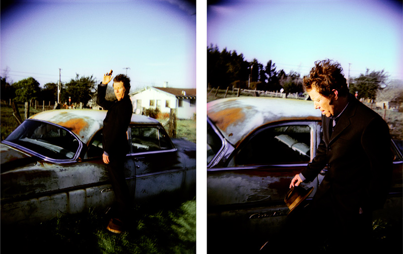 Tom Waits Portraits by a Vintage Car Diptych, Sonoma County, CA, 1999
