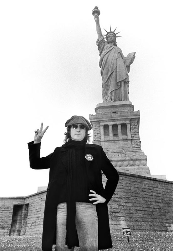 John Lennon, Statue of Liberty Peace Sign, NYC, October 30, 1974