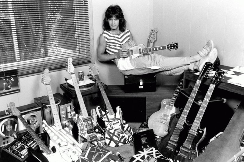 Eddie van Halen with Guitar Collection, Los Angeles, 1980