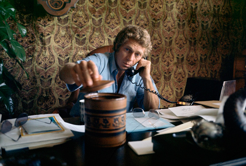 Steve McQueen in His Hollywood Office, c. 1968