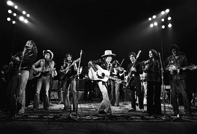 Bob Dylan Smiling with The Rolling Thunder Revue Band Onstage, 1975