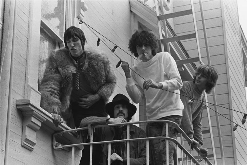 Pink Floyd on Balcony (with Lights) at the Casa Madrona Hotel, Sausalito, CA, November 1967