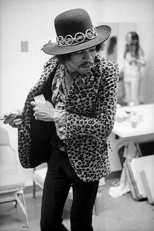 Jimi Hendrix Backstage with Hat, Anaheim, CA, 1968