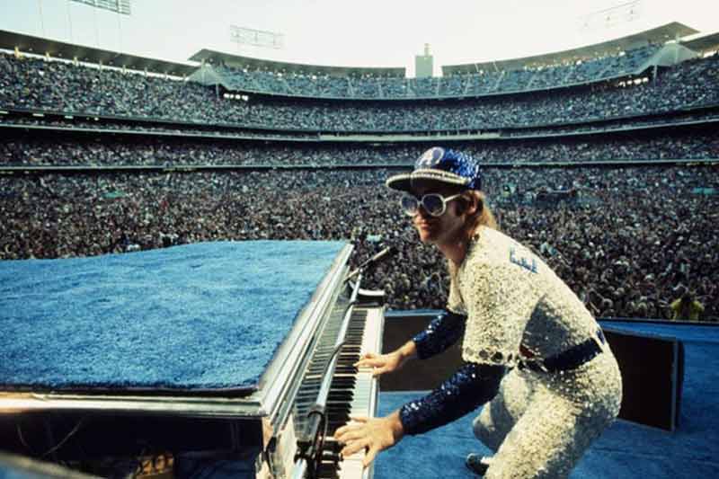 Elton John Playing Piano, Dodger Stadium, Los Angeles, 1975