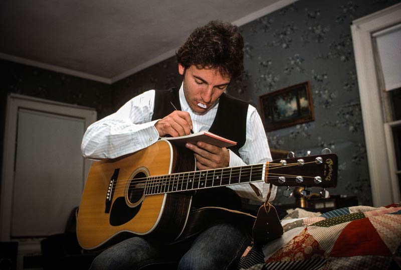 Bruce Springsteen with Guitar, Writing, NJ, 1978