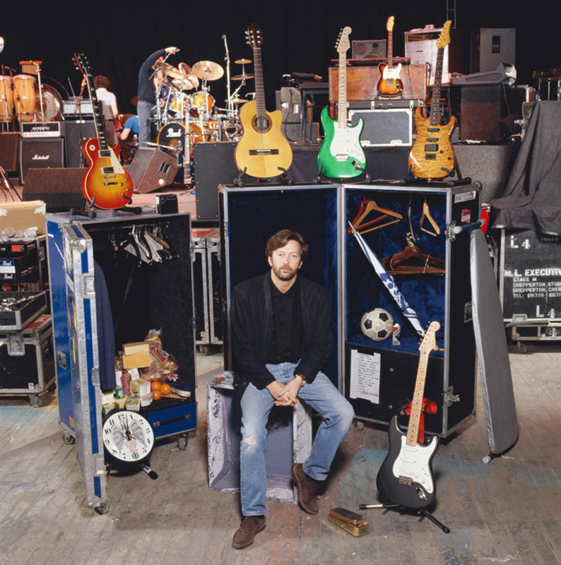 Eric Clapton Backstage with Guitars, Shepperton Studios, 1993