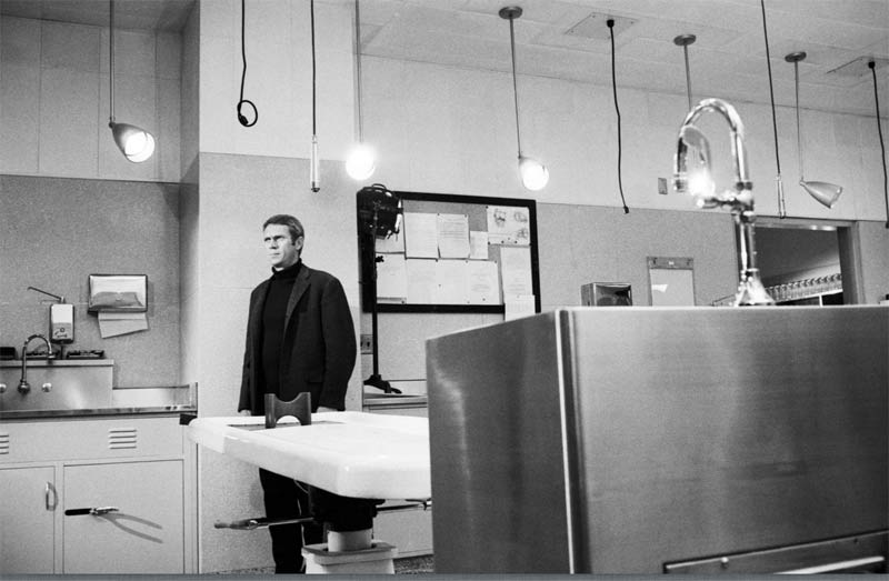 Steve McQueen in the Morgue, on the Set of Bullitt, San Francisco 1968