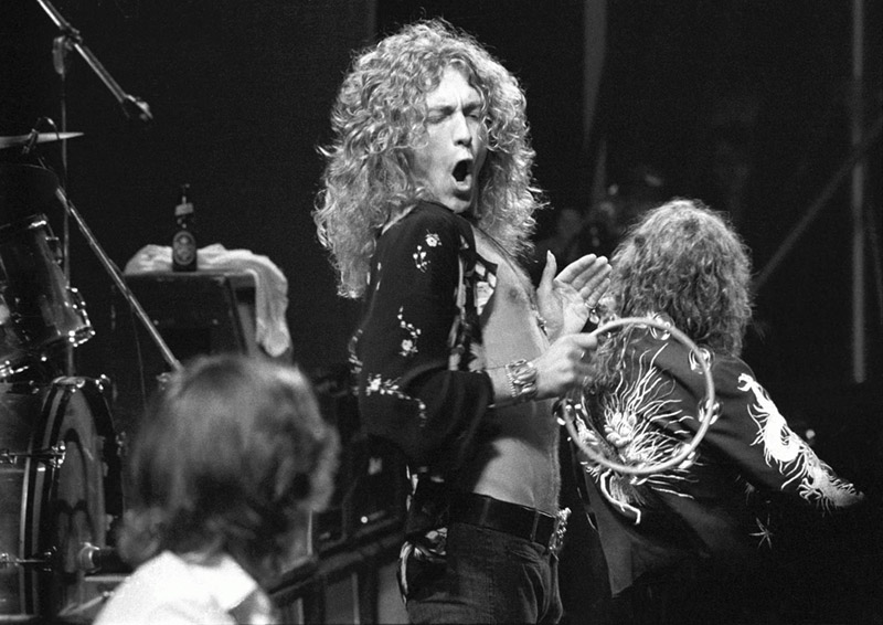 Robert Plant with Tambourine, Earls Court, London, 1975