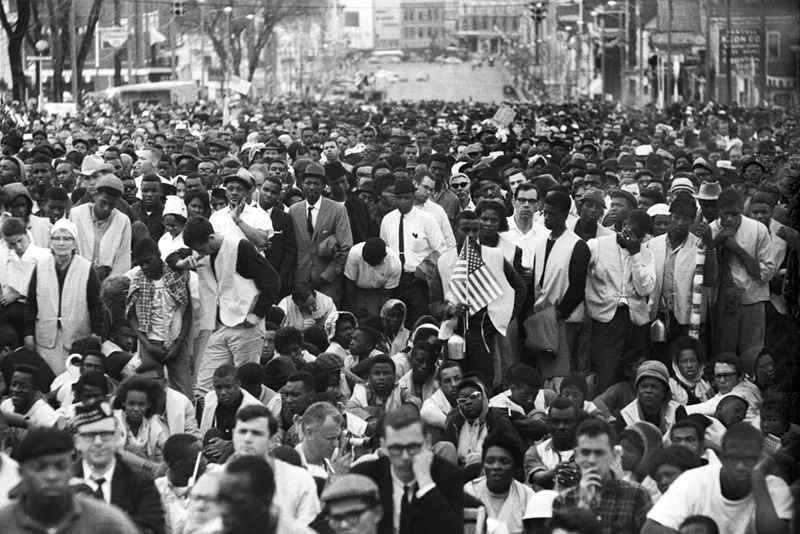 Crowd with Flags Listening to Speech, Alabama Freedom March, 1965
