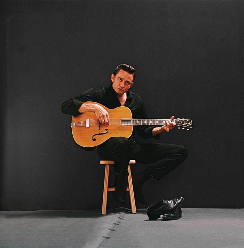 Johnny Cash Seated with Shoes Off, Photo Studio, Los Angeles, CA, 1962