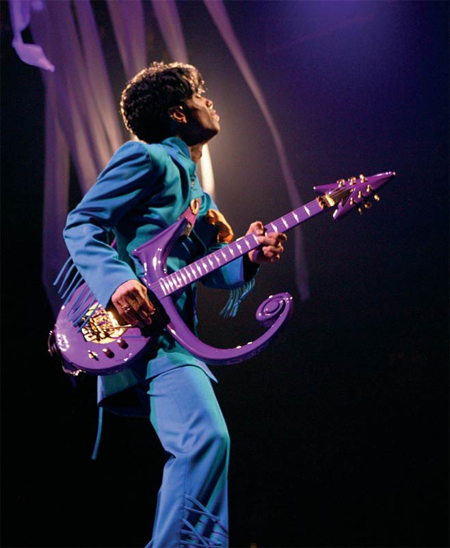 Prince Onstage Playing Purple Guitar (Looking Away), Toronto, 2004
