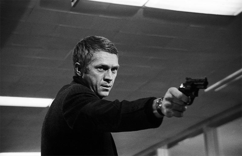 Steve McQueen Pointing Gun, on the Set of Bullitt, San Francisco, 1968
