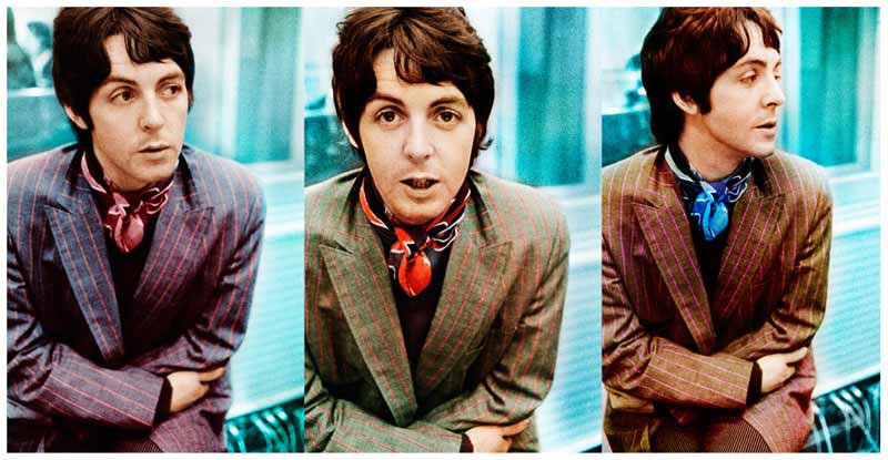 Paul McCartney Colorized Triptych, Decca Studios, London, 1967