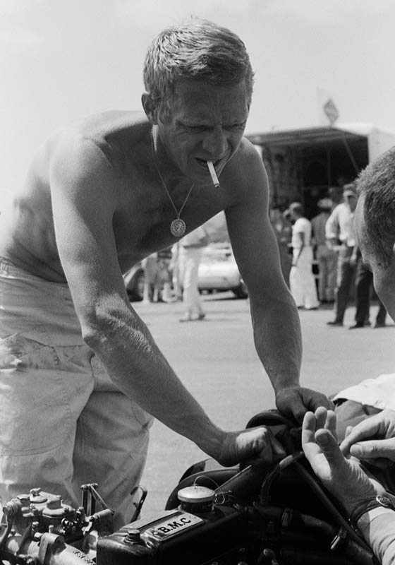 Steve McQueen Working on his #233 Cooper Formula Jr. Race Engine, Cotati, CA, 1962