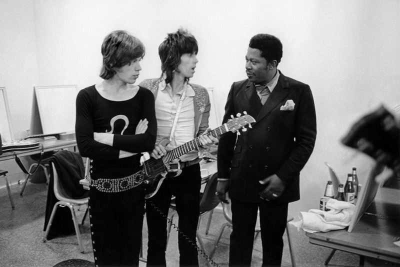 Mick Jagger, Keith Richards, and B.B. King Backstage, Chicago, IL, 1969