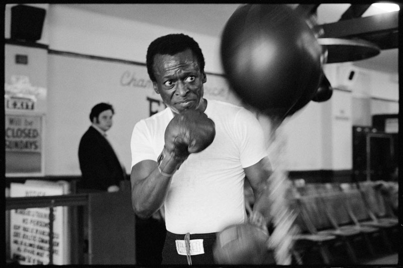 Miles Davis Working Out with a Long Speed Bag at Gleason's Gym, NYC, 1970 (I)