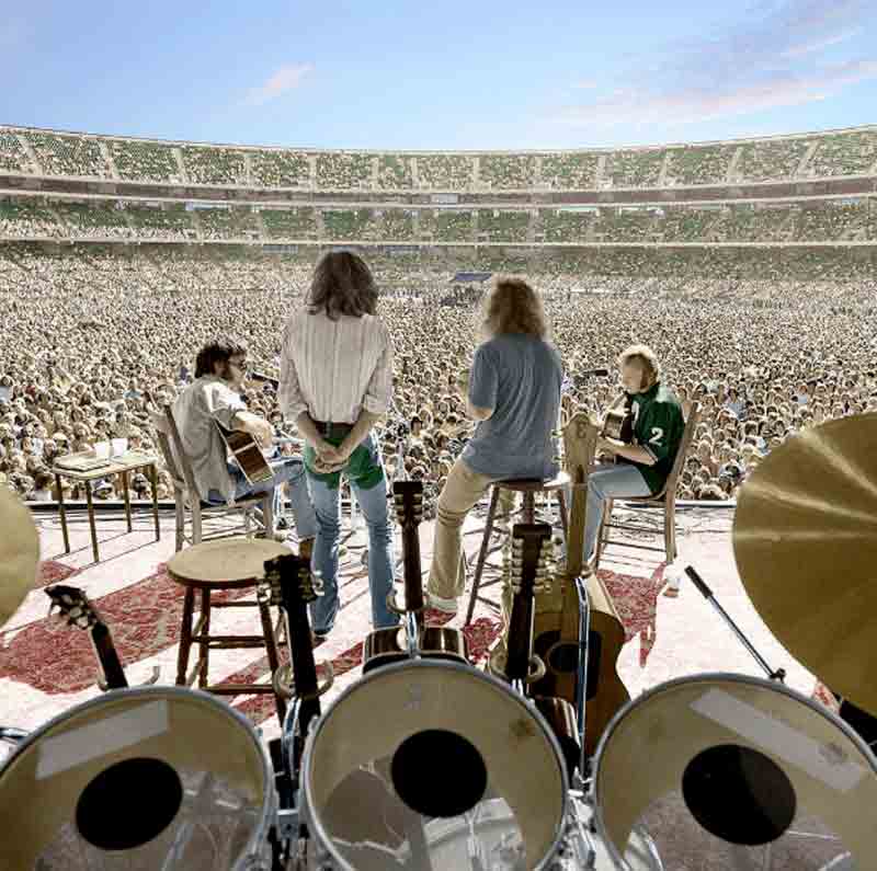 Crosby, Stills, Nash & Young Performing, Oakland, 1974 (Colorized)