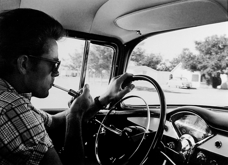 James Dean Using a Car Cigarette Lighter, Marfa, TX, 1955