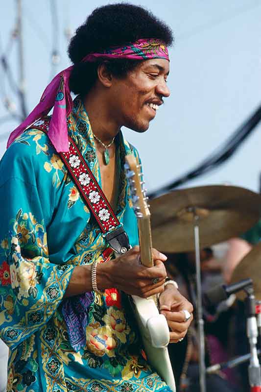 Jimi Hendrix Smiling Onstage, Newport Pop Festival, CA, 1969