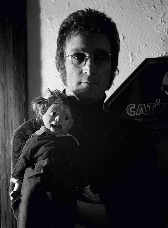 John Lennon with Dummy, Los Angeles, 1973