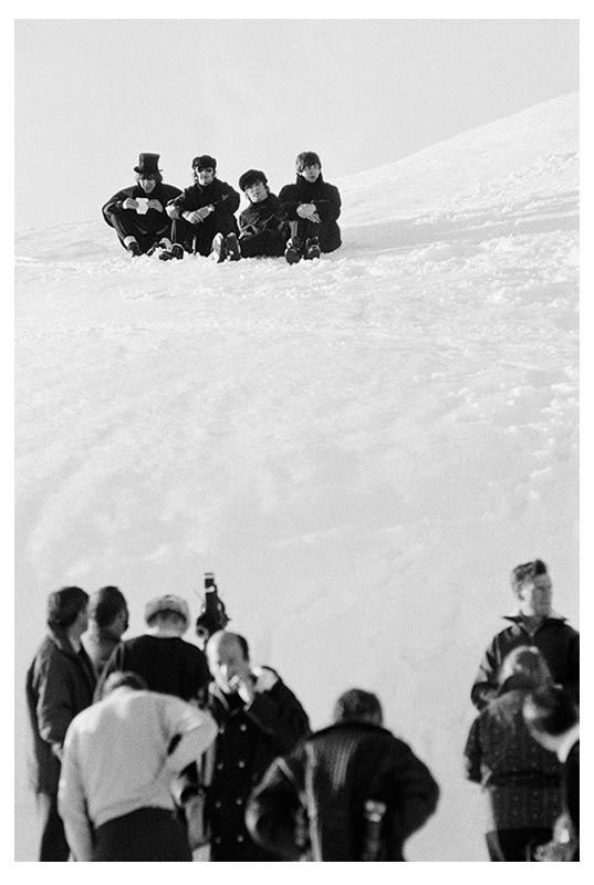 The Beatles on Snowbank, Richard Lester & Crew in Foreground, Austria, 1965 (Ref.#B31)
