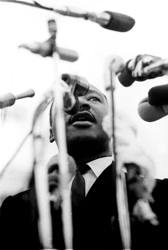 Rev. Dr. Martin Luther King Jr. Behind Mics, Alabama State Capitol, 1965