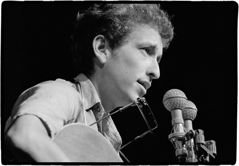 Bob Dylan Singing into Mics, Newport Folk Festival, 1963