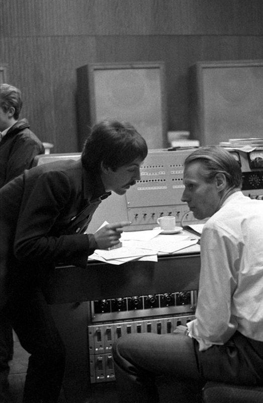 Paul McCartney and George Martin, Abbey Road Studios, 1966