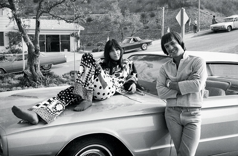 Sonny & Cher Posing with their Car, Los Angeles, CA, 1966