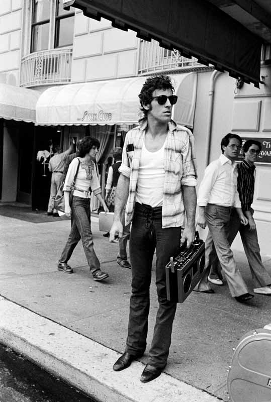 Bruce Springsteen on Sidewalk with Boombox, 1978