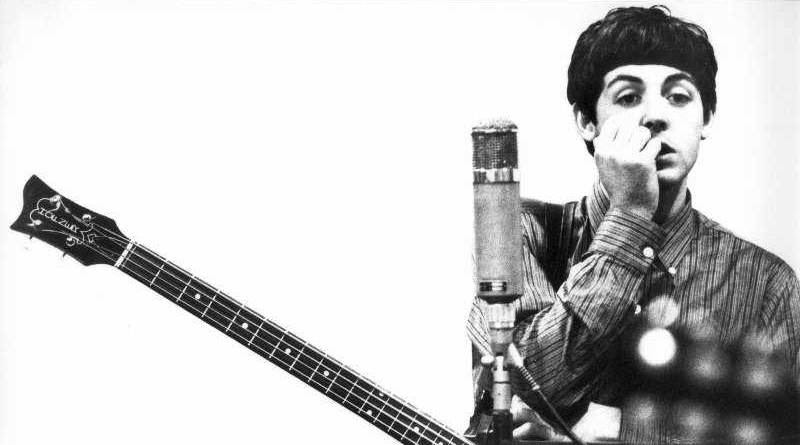 Paul McCartney With Hofner Bass and Mic, Abbey Road Studios, 1963