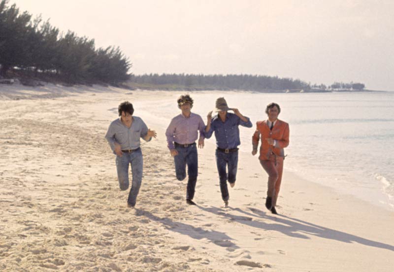 The Beatles Running on Paradise Beach, Bahamas, 1965 (Color)