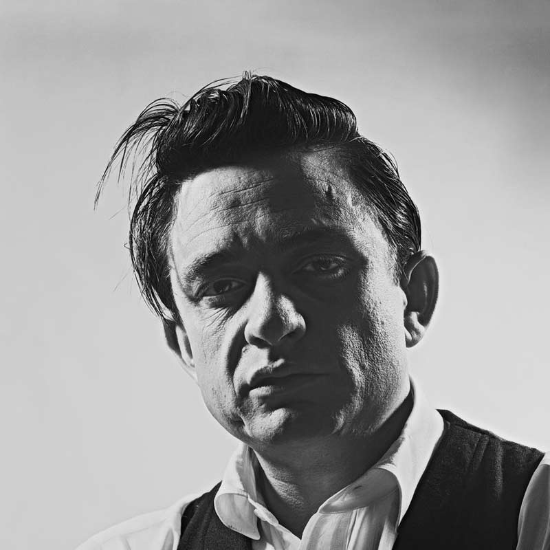 Johnny Cash Portrait with Shadowed Face, Photo Studio, 1960