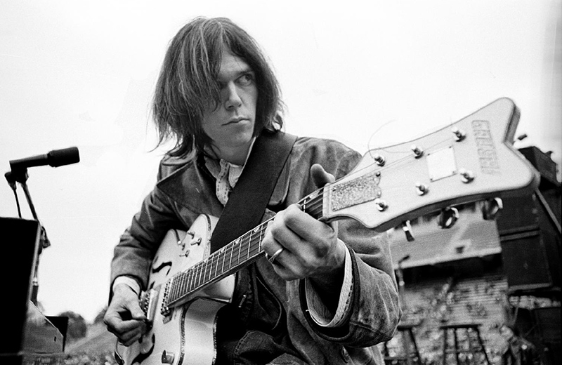 Neil Young with Gretsch White Falcon Guitar, San Diego, 1969